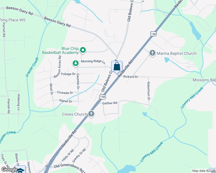 map of restaurants, bars, coffee shops, grocery stores, and more near 4233 Reidsville Road in Winston-Salem