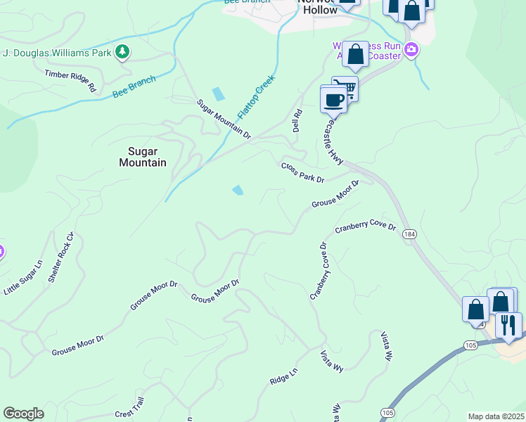 map of restaurants, bars, coffee shops, grocery stores, and more near 393 Green Cove Road in Sugar Mountain