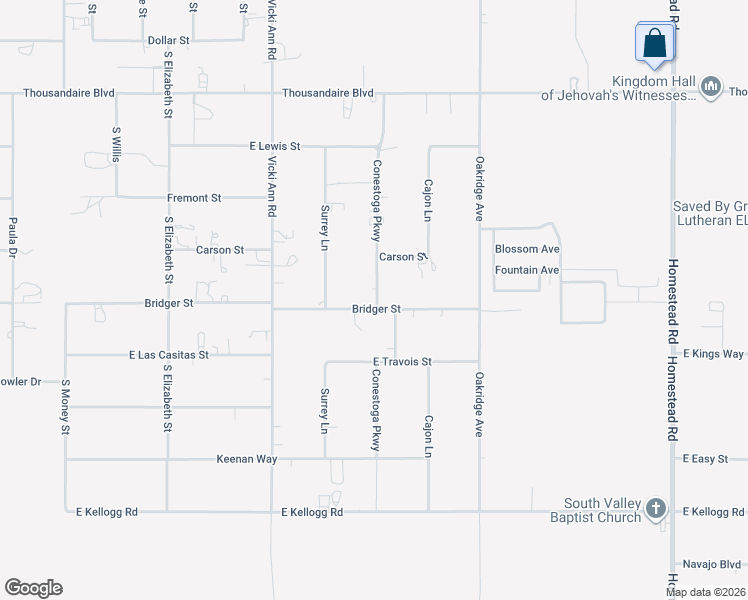 map of restaurants, bars, coffee shops, grocery stores, and more near 6500 Conestoga Parkway in Pahrump