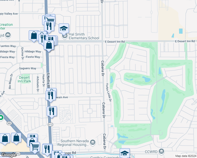 map of restaurants, bars, coffee shops, grocery stores, and more near 3559 Lost Hills Drive in Las Vegas