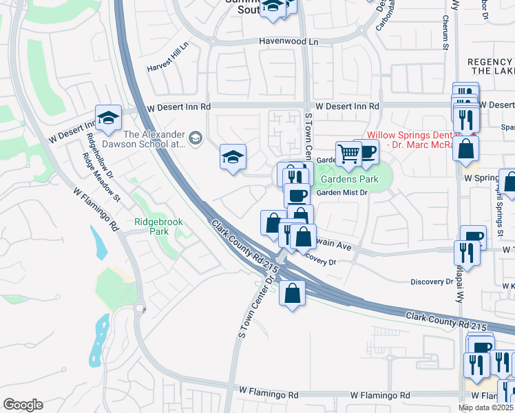 map of restaurants, bars, coffee shops, grocery stores, and more near 10799 West Twain Avenue in Las Vegas