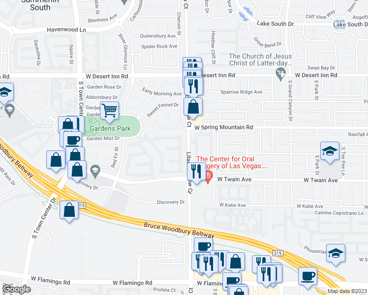 map of restaurants, bars, coffee shops, grocery stores, and more near 3564 Chelsea Gardens Drive in Las Vegas