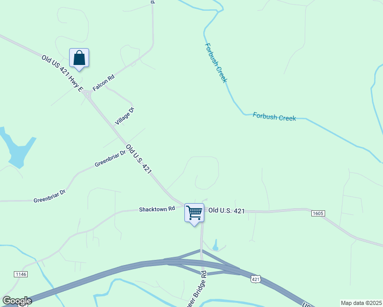 map of restaurants, bars, coffee shops, grocery stores, and more near 4845 Bent Tree Way in Yadkinville