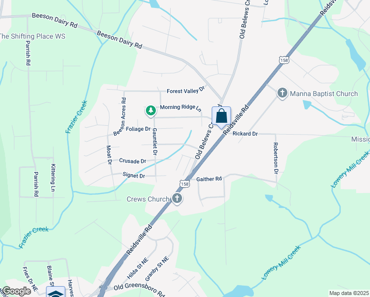 map of restaurants, bars, coffee shops, grocery stores, and more near 3907 Silver Chalice Drive in Winston-Salem