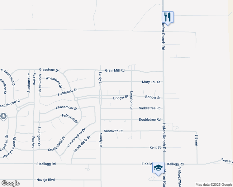 map of restaurants, bars, coffee shops, grocery stores, and more near 5610 Bridger Street in Pahrump