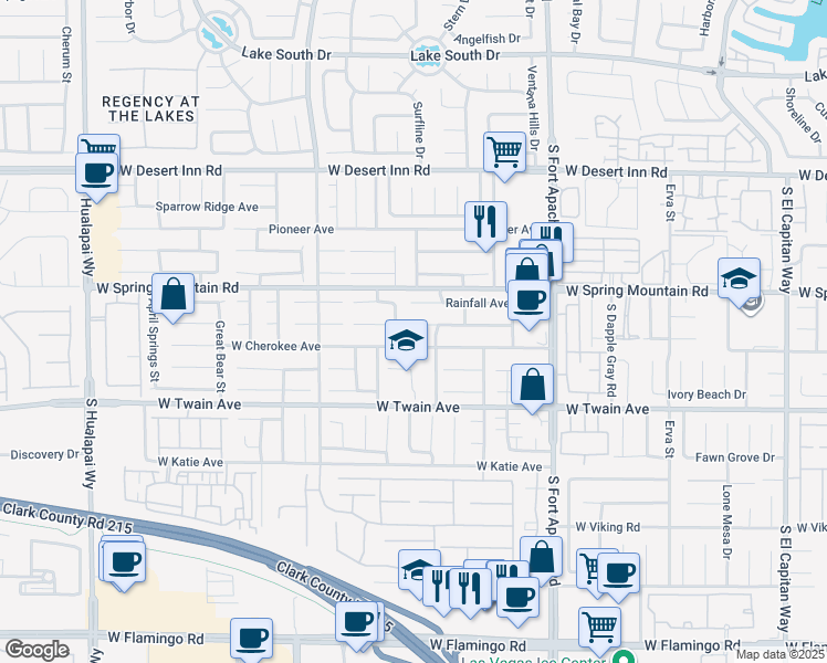 map of restaurants, bars, coffee shops, grocery stores, and more near 9641 Windborne Avenue in Las Vegas