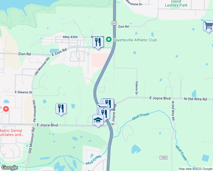 map of restaurants, bars, coffee shops, grocery stores, and more near 4080 Johnell Drive in Fayetteville