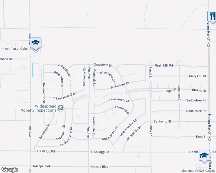 map of restaurants, bars, coffee shops, grocery stores, and more near 5141 Fieldstone Drive in Pahrump