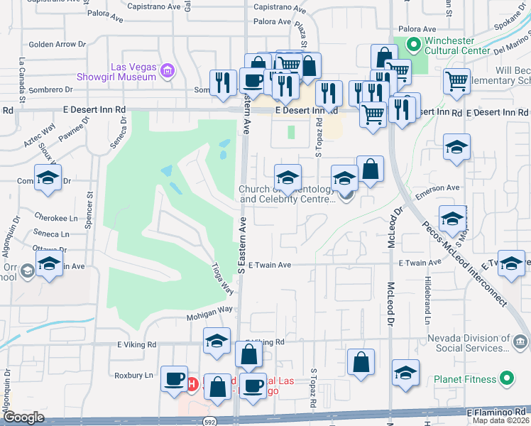 map of restaurants, bars, coffee shops, grocery stores, and more near 2454 San Lucas Circle in Las Vegas