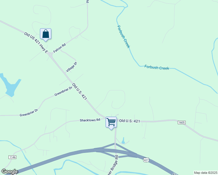 map of restaurants, bars, coffee shops, grocery stores, and more near 4845 Bent Tree Way in Yadkinville