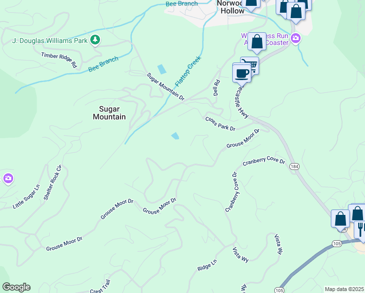 map of restaurants, bars, coffee shops, grocery stores, and more near 429 Green Cove Road in Sugar Mountain
