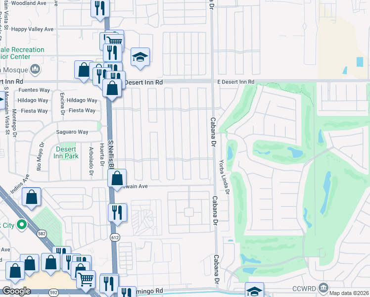 map of restaurants, bars, coffee shops, grocery stores, and more near 3542 Isle Royale Dr in Las Vegas