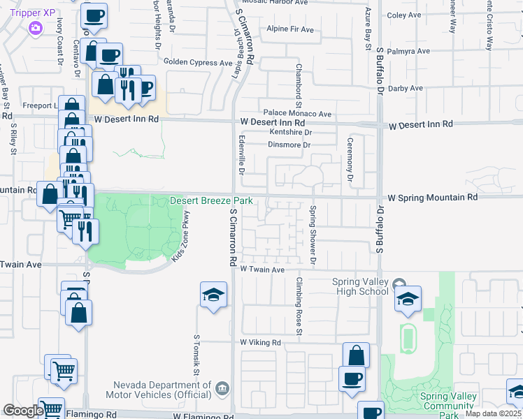 map of restaurants, bars, coffee shops, grocery stores, and more near 3542 Harbor Tides Street in Las Vegas