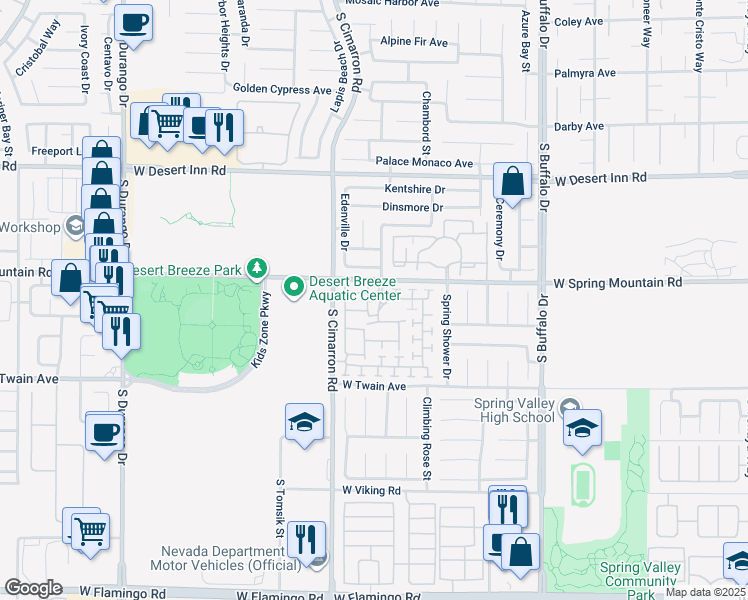 map of restaurants, bars, coffee shops, grocery stores, and more near 3542 Harbor Tides Street in Las Vegas