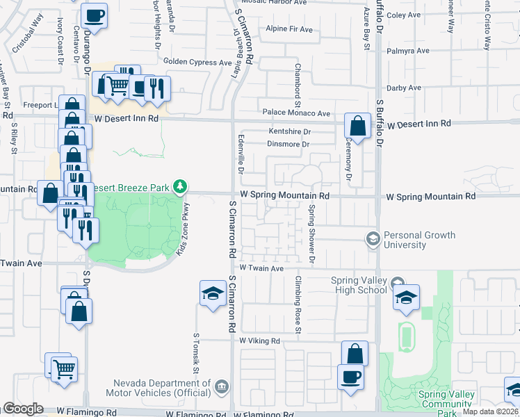 map of restaurants, bars, coffee shops, grocery stores, and more near 3542 Harbor Tides Street in Las Vegas