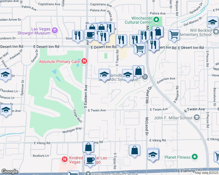 map of restaurants, bars, coffee shops, grocery stores, and more near 2683 Regency Cove Court in Las Vegas