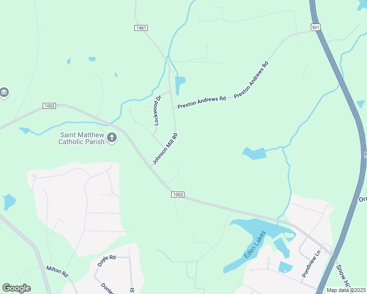 map of restaurants, bars, coffee shops, grocery stores, and more near 6624 Johnson Mill Road in Durham