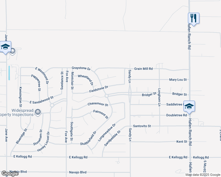 map of restaurants, bars, coffee shops, grocery stores, and more near 5351 Fieldstone Drive in Pahrump