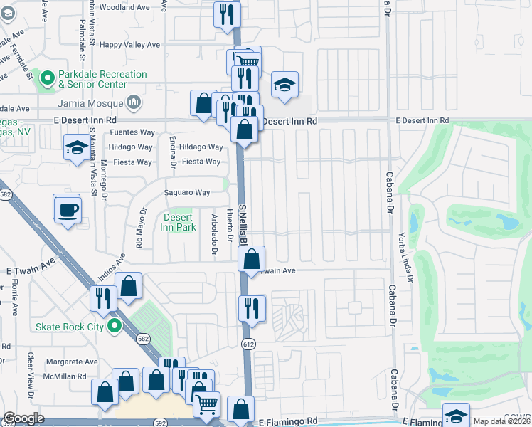 map of restaurants, bars, coffee shops, grocery stores, and more near 3570 Big Sur Drive in Las Vegas