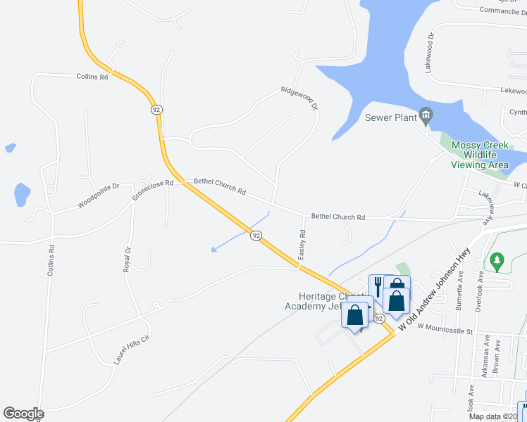 map of restaurants, bars, coffee shops, grocery stores, and more near 1003 Bethel Church Road in Jefferson City