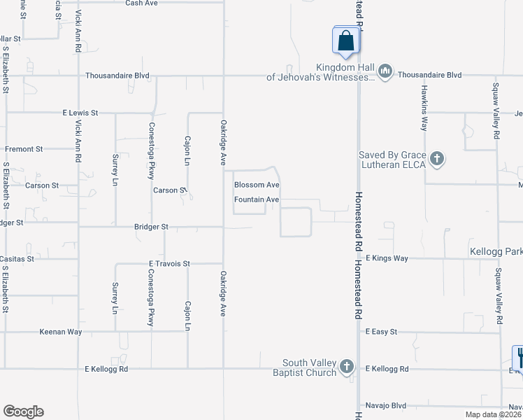 map of restaurants, bars, coffee shops, grocery stores, and more near 2648 Sparrow Way in Pahrump