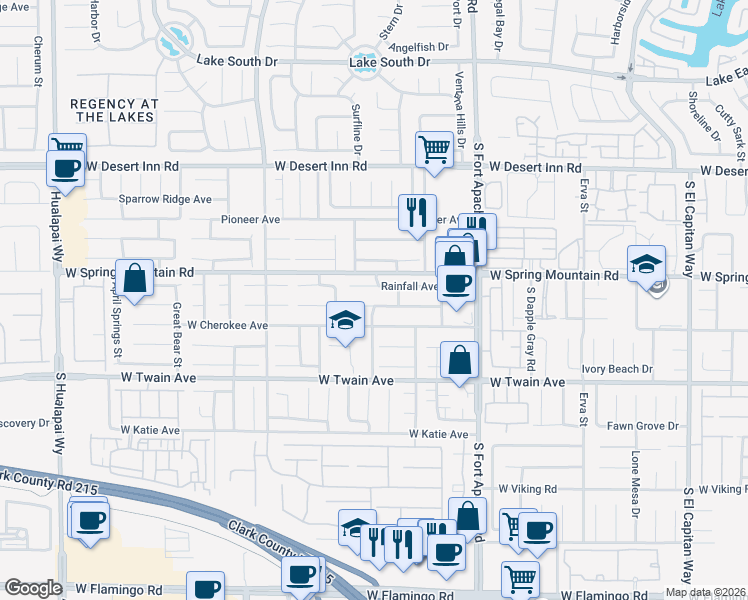 map of restaurants, bars, coffee shops, grocery stores, and more near 9618 West Cherokee Avenue in Las Vegas