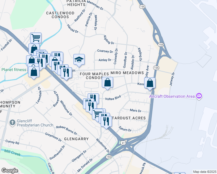 map of restaurants, bars, coffee shops, grocery stores, and more near 1205 Kermit Drive in Nashville