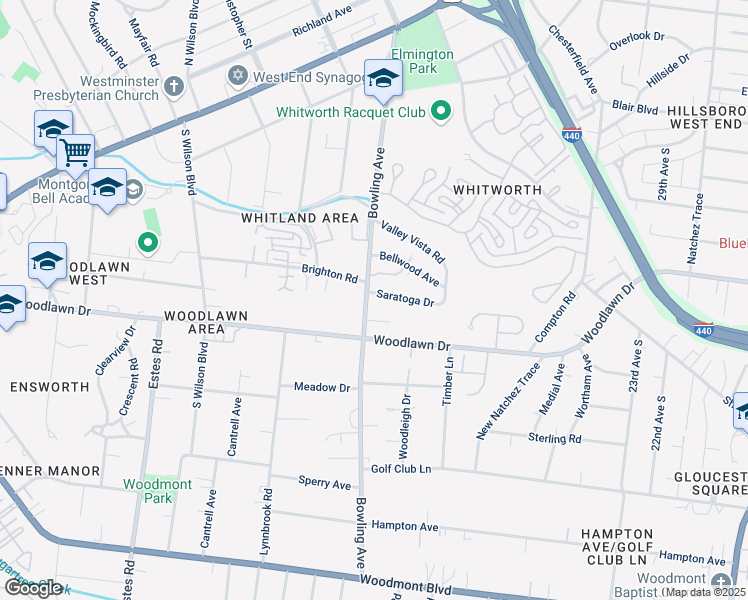 map of restaurants, bars, coffee shops, grocery stores, and more near 605 Linden Square in Nashville