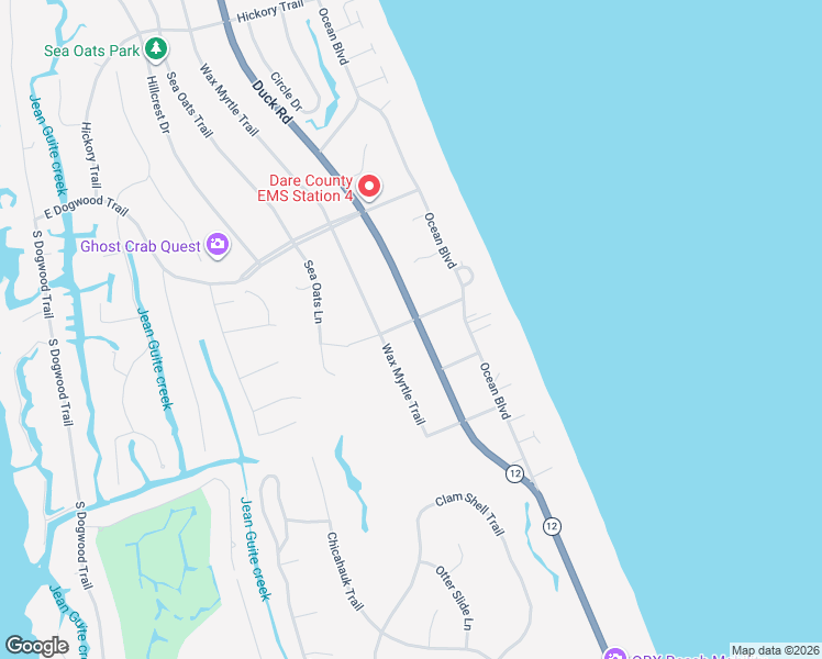 map of restaurants, bars, coffee shops, grocery stores, and more near 173 Duck Rd in Kitty Hawk