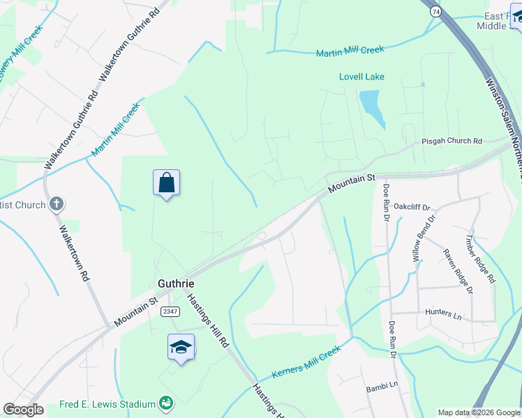 map of restaurants, bars, coffee shops, grocery stores, and more near 2457 West Mountain Street in Kernersville