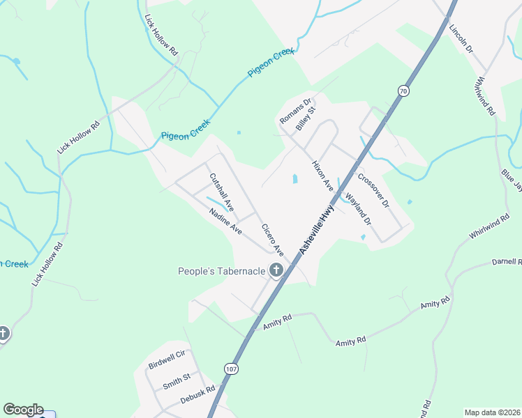 map of restaurants, bars, coffee shops, grocery stores, and more near 195 Cicero Avenue in Greeneville