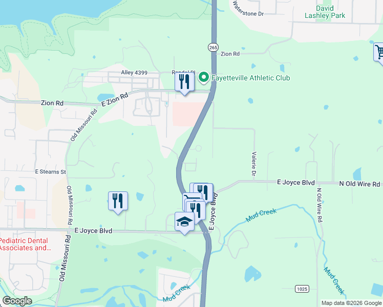 map of restaurants, bars, coffee shops, grocery stores, and more near 4080 Johnell Drive in Fayetteville