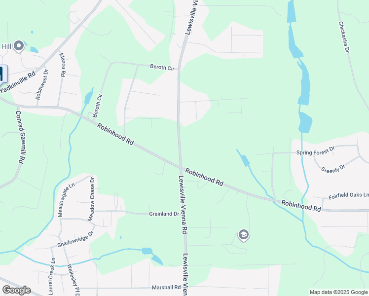 map of restaurants, bars, coffee shops, grocery stores, and more near 1425 Lewisville Vienna Road in Pfafftown