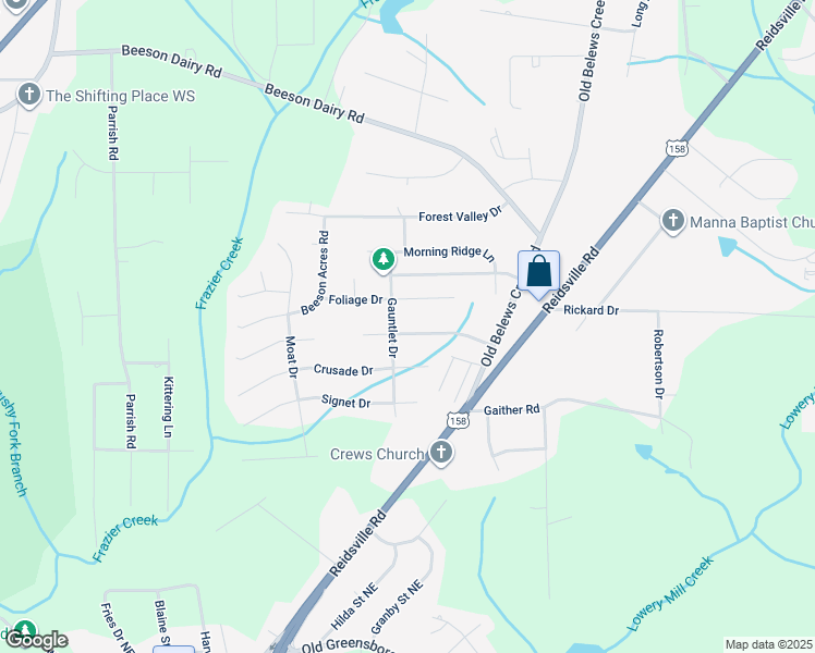 map of restaurants, bars, coffee shops, grocery stores, and more near 3934 Silver Chalice Drive in Winston-Salem