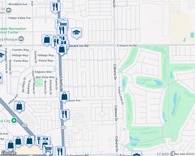 map of restaurants, bars, coffee shops, grocery stores, and more near 3519 Isle Royale Drive in Las Vegas