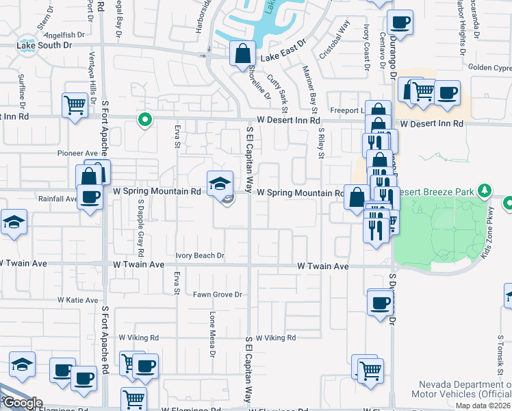 map of restaurants, bars, coffee shops, grocery stores, and more near 3482 Hera Street in Las Vegas