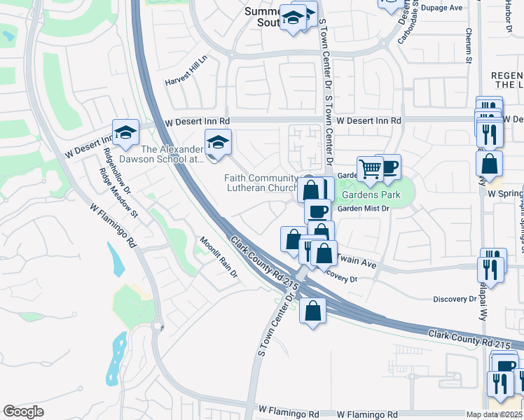 map of restaurants, bars, coffee shops, grocery stores, and more near 10809 Garden Mist Drive in Las Vegas