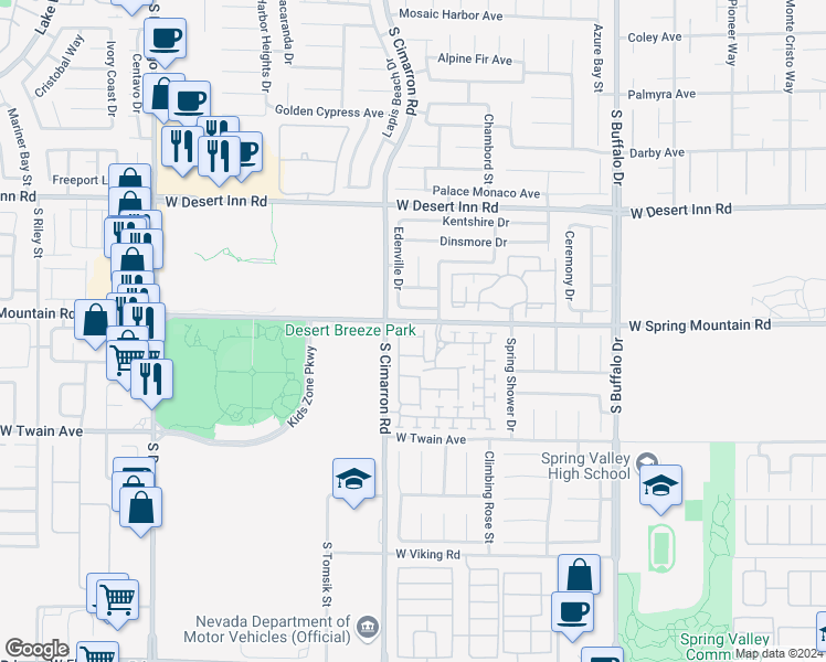 map of restaurants, bars, coffee shops, grocery stores, and more near 8166 Maitai Avenue in Las Vegas