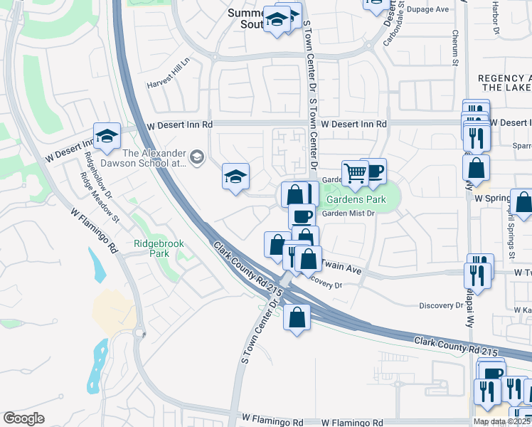 map of restaurants, bars, coffee shops, grocery stores, and more near 10809 Garden Mist Drive in Las Vegas