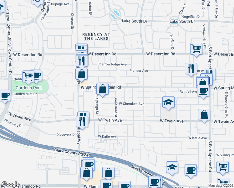 map of restaurants, bars, coffee shops, grocery stores, and more near 9958 Beach Stone Court in Las Vegas
