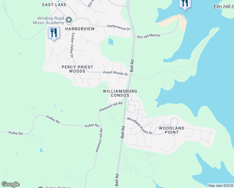 map of restaurants, bars, coffee shops, grocery stores, and more near 511 Williamsburg Drive in Nashville