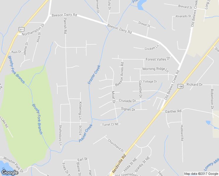 map of restaurants, bars, coffee shops, grocery stores, and more near 3175 Beeson Acres Road in Winston-Salem