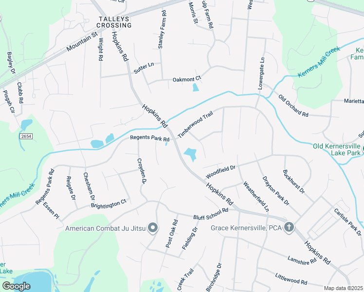 map of restaurants, bars, coffee shops, grocery stores, and more near Hopkins Road in Kernersville
