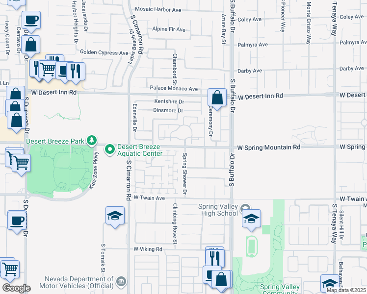 map of restaurants, bars, coffee shops, grocery stores, and more near in Spring Valley