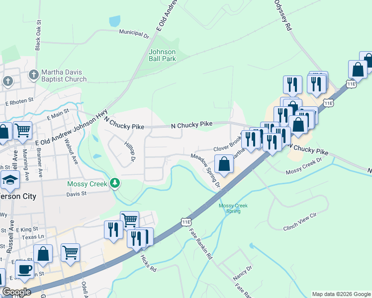 map of restaurants, bars, coffee shops, grocery stores, and more near 435 Clearbrook Drive in Jefferson City