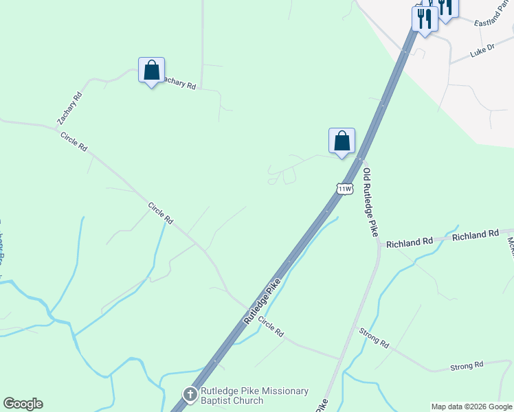 map of restaurants, bars, coffee shops, grocery stores, and more near 10560 Pleasant Hollow Way in Knox County