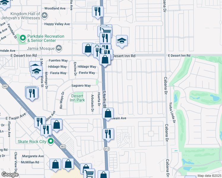 map of restaurants, bars, coffee shops, grocery stores, and more near 3489 Big Sur Drive in Las Vegas