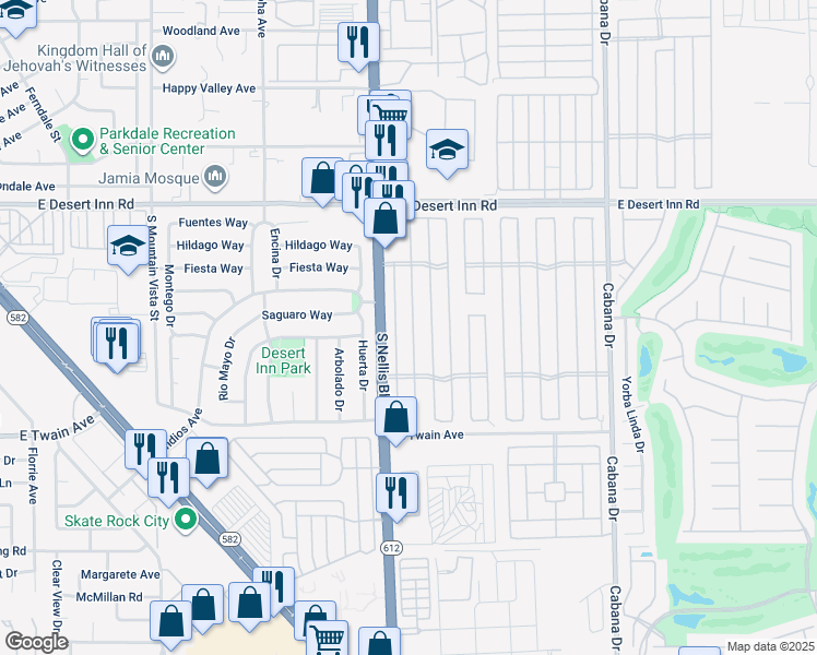 map of restaurants, bars, coffee shops, grocery stores, and more near 3489 Big Sur Drive in Las Vegas