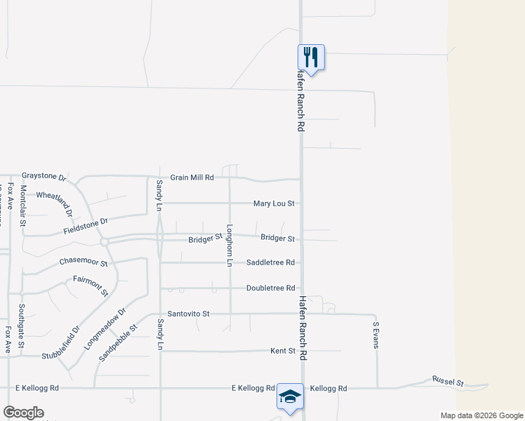 map of restaurants, bars, coffee shops, grocery stores, and more near 5861 Mary Lou Street in Pahrump