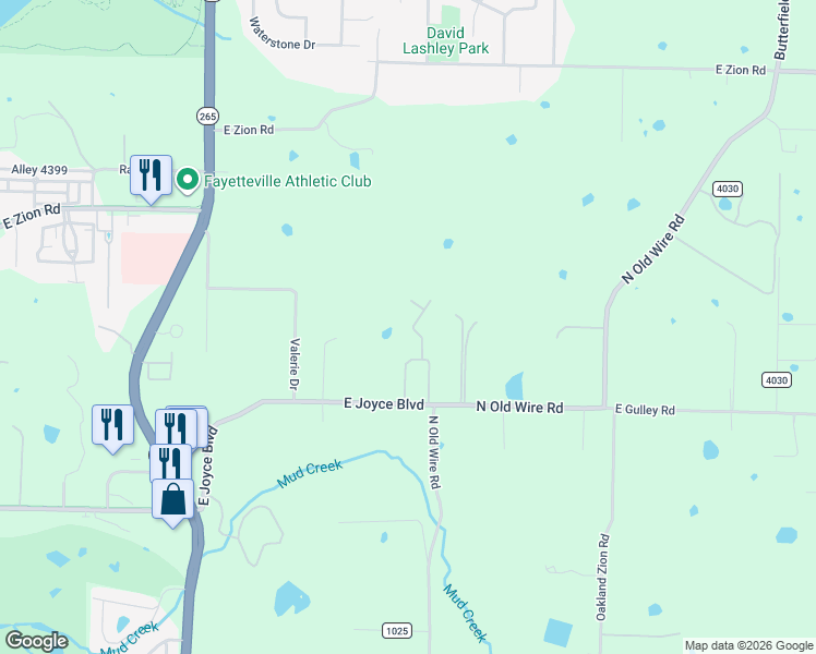 map of restaurants, bars, coffee shops, grocery stores, and more near 4145 North Rolling Meadows Drive in Fayetteville